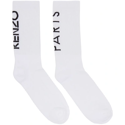 Kenzo Logo Cotton-blend Sport Socks In White