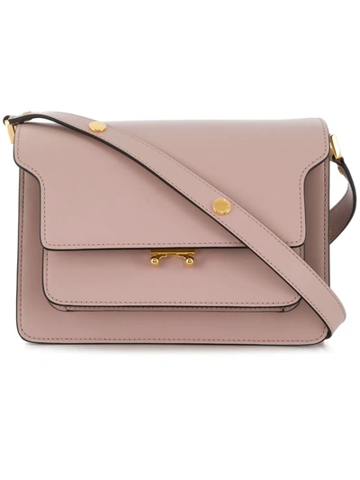 Marni Trunk Medium Leather Shoulder Bag In Neutrals