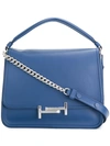 Tod's Double T Medium Leather Crossbody In Blue