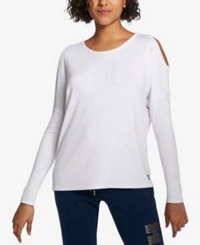 Tommy Hilfiger Sport Cold-shoulder Top, Created For Macy's In White