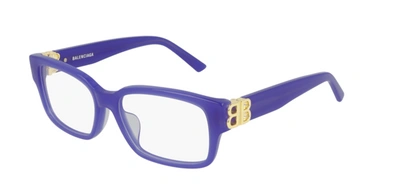 Pre-owned Balenciaga Bb 0105o 003 Purple Gold Rectangle Women's Eyeglasses In Clear