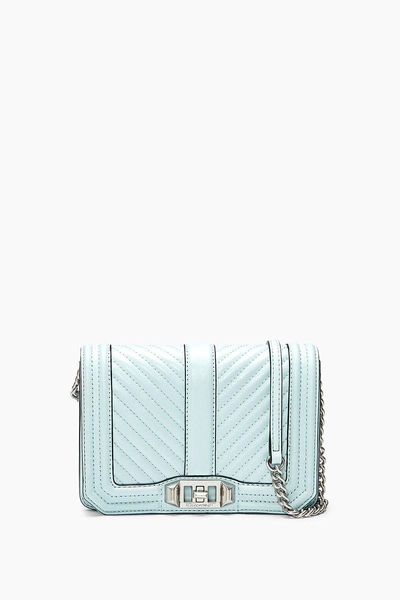 Rebecca Minkoff Chevron Quilted Small Love Crossbody In Aquamarine