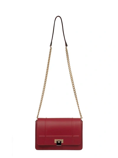 Visone Red Lizzy Medium Leather Shoulder Bag