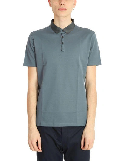 Lanvin Grey Cotton Polo In Petroleum