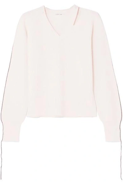 Helmut Lang Cutout Distressed Cotton-blend Sweater In Ivory