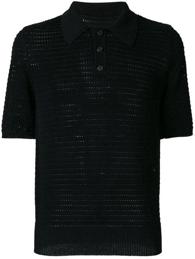 Maison Margiela Knitted Polo Shirt In 900 Black