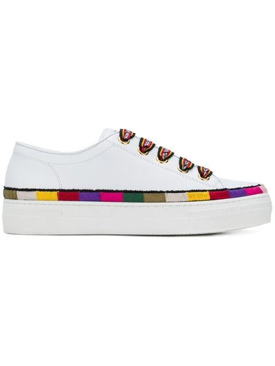 Etro Stripe Detail Lace-up Sneakers In White
