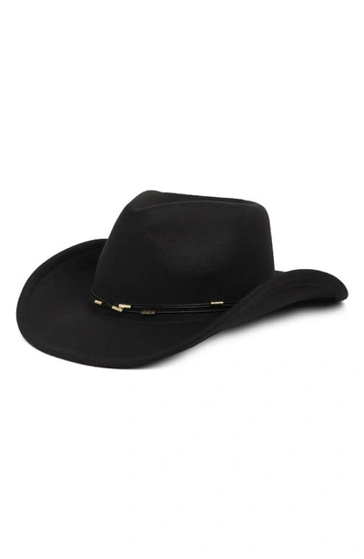 Vince Camuto Beaded Trim Cowboy Hat In Black
