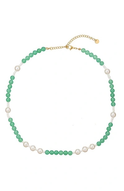 Eye Candy Los Angeles Zoe Faux Pearl Necklace In Green