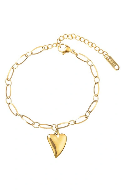 Eye Candy Los Angeles Heart Charm Link Bracelet In Gold