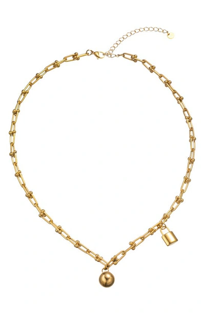 Eye Candy Los Angeles Delilah Lock Necklace In Gold