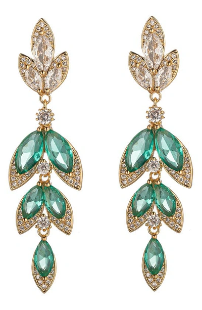 Eye Candy Los Angeles Camila Green Cz Statement Earrings In Gold