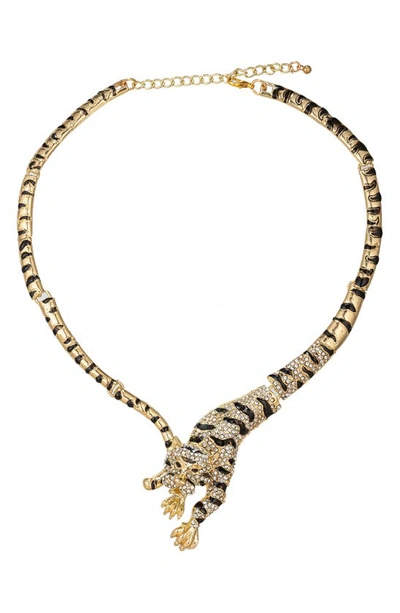 Eye Candy Los Angeles Jumping Leopard Collar Necklace In Gold