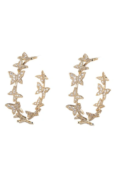 Eye Candy Los Angeles Mini Butterfly Cz Hoop Earrings In Gold