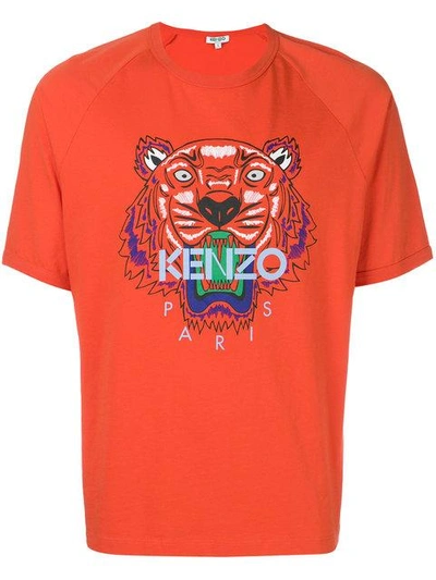 Kenzo Tiger-print Cotton-jersey T-shirt In Medium Red