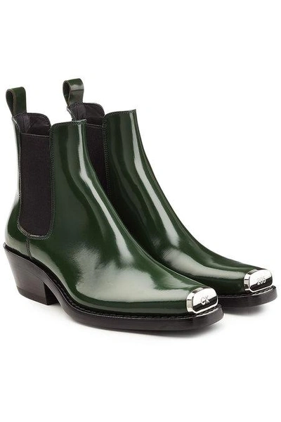 Calvin Klein 205w39nyc Green Claire 40 High Shine Leather Boots | ModeSens