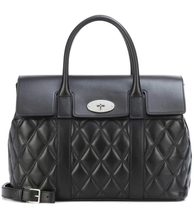 Mulberry Bayswater Leather Tote In Llack-silver Toeed