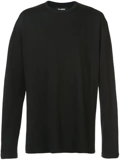 Raf Simons Long Sleeved Cotton Top In Black