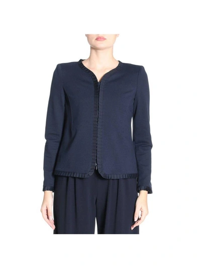 Emporio Armani Cropped Tailored Jacket In Blu Navy