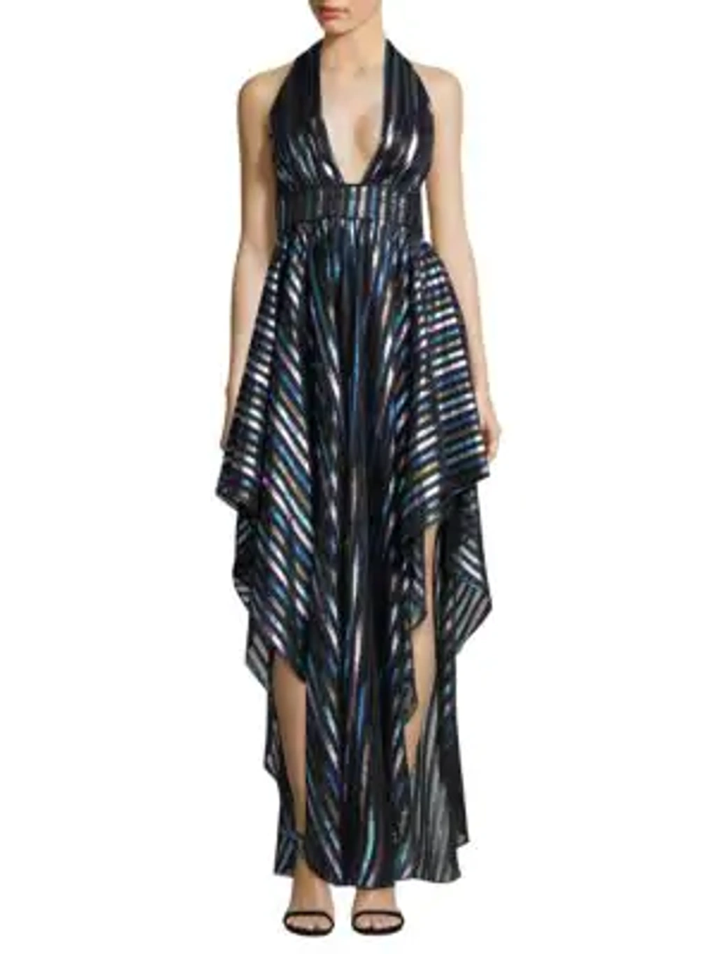 Milly Angie Striped Organza Halter Gown In Multi | ModeSens