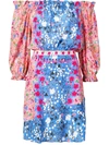 Saloni Grace Off-the-shoulder Floral-print Silk Mini Dress In Foxglove