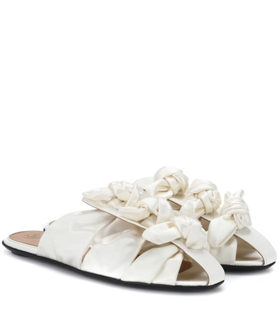 The Row Capri Bow Satin Sandals In White