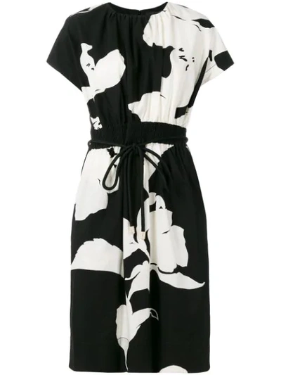Marc Jacobs Short Sleeve Dress With Belted Waist In Black-white