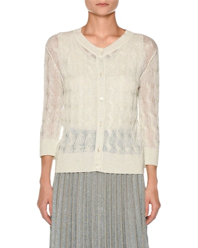 Agnona Sheer Cable-knit Cardigan In White