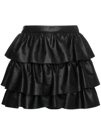 Stella Mccartney Anika Tiered Faux Leather Mini Skirt In Black