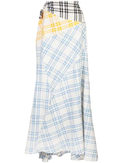 Rosie Assoulin Cut And Paste Paneled Checked Cotton Maxi Skirt In Multi