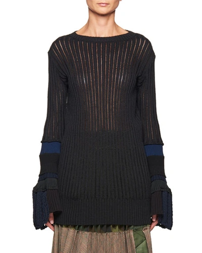 Sacai Open-knit Bell-sleeve Sweater