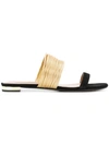 Aquazzura Metallic Two-tone Strappy Slide Sandal In Black