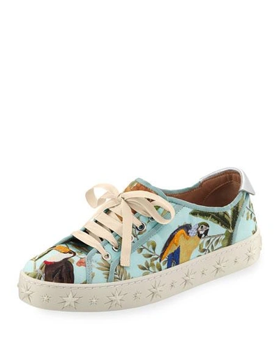 Aquazzura Amazonia De Gournay Jacquard Sneakers In Blue Pattern