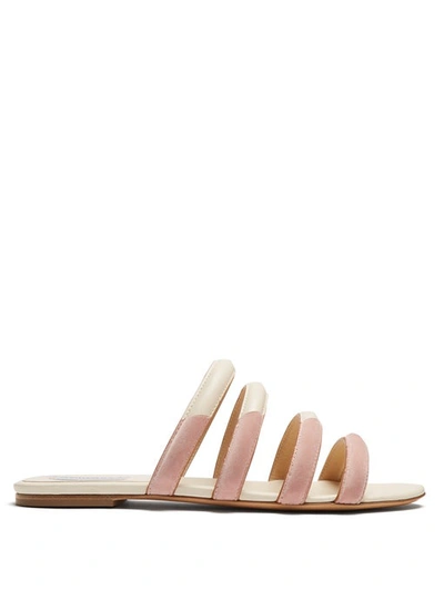 Gabriela Hearst Anderson Bi-colour Leather And Velvet Slides In Pink Multi