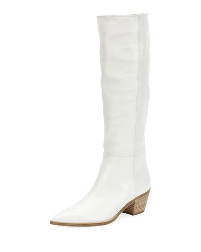 Gianvito Rossi Napa Leather Block-heel Knee Boot In White