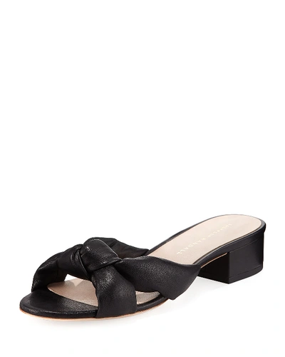 Loeffler Randall Women's Elsie Leather Low Block Heel Slide Sandals In Black Leather