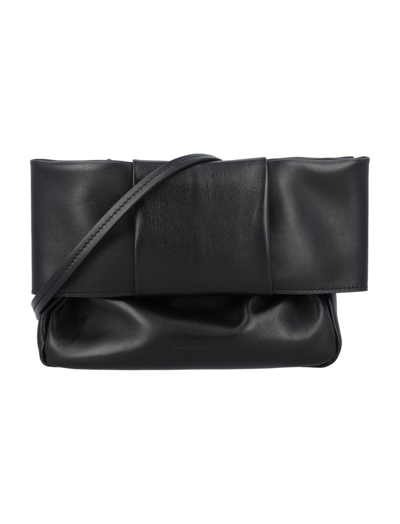 Jil Sander Embossed-logo Leather Shoulder Bag In Black