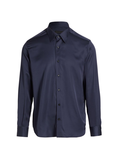 Saks Fifth Avenue Collection Solid Party Shirt In Navy