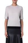 Akris Cashmere Two-tone Knit Sweater In Grey Black