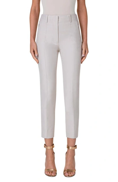 Akris Connor Straight-leg Ankle-crop Trousers In Greige