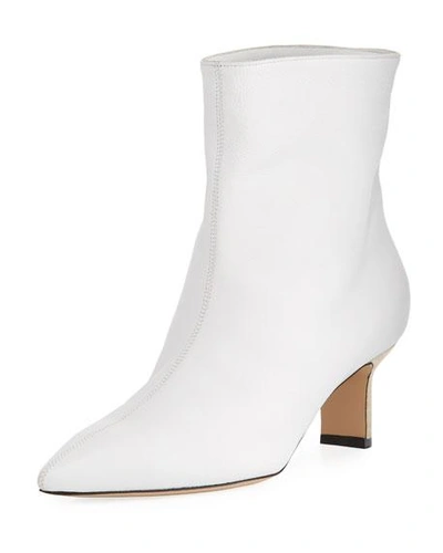 Paul Andrew Mangold Leather Ankle Booties In White