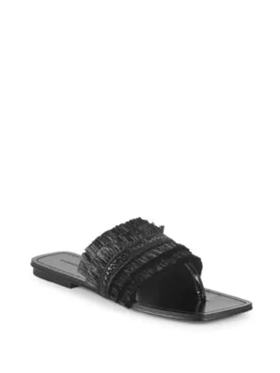 Sigerson Morrison Women's Abbe Textured Patent Leather Slide Sandals In Black
