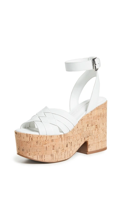 Sigerson Morrison Women's Becca Leather Platform Wedge Sandals In Bianco