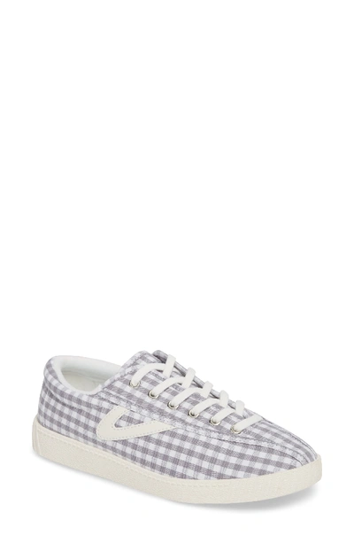 Tretorn Nylite 4 Plus Gingham Sneakers In Light Grey/ Vintage White