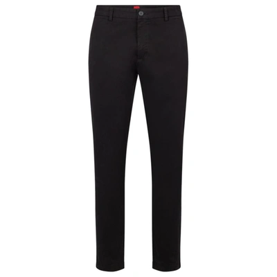 Hugo Boss Slim-fit Chinos In Stretch-cotton Gabardine In Black
