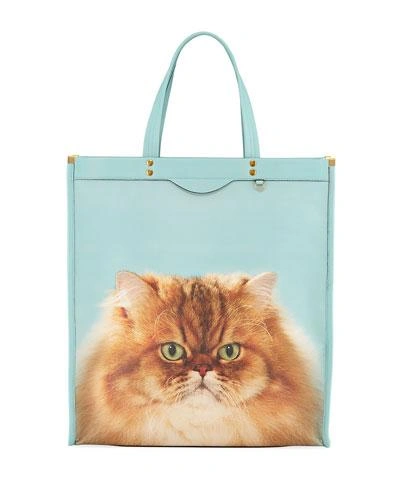 Anya Hindmarch Tall Kitsch Cat Leather Tote Bag In Beige