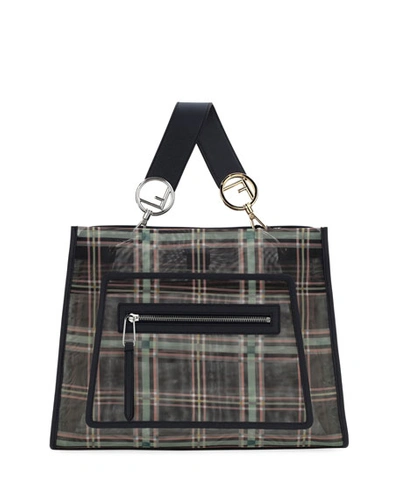 Fendi Runaway Ff Tartan Mesh Shopping Tote Bag