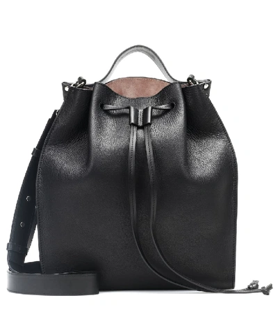 Jw Anderson Drawstring Textured-leather Bucket Bag In Nero