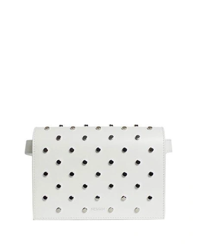 Perrin Paris Le Belt Bag In Studded Calf Leather In White