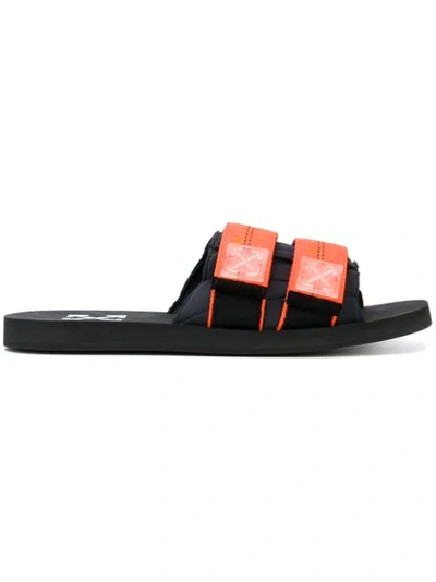 Off-white Industrial Slide Sandals In Black Orange